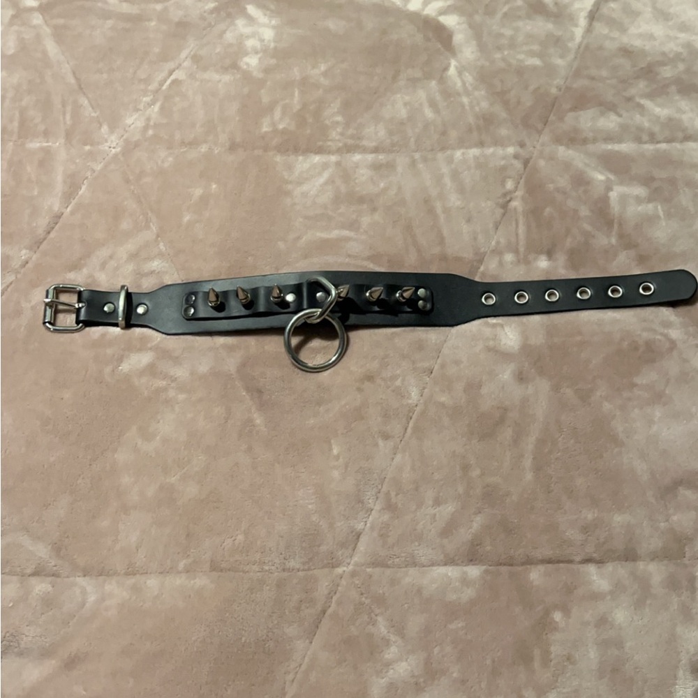 Spiked vegan leather choker